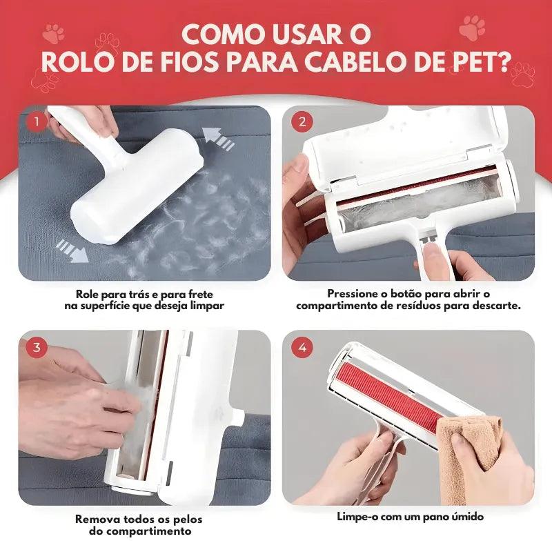 Removedor de pelos de gato e cachorro rolo