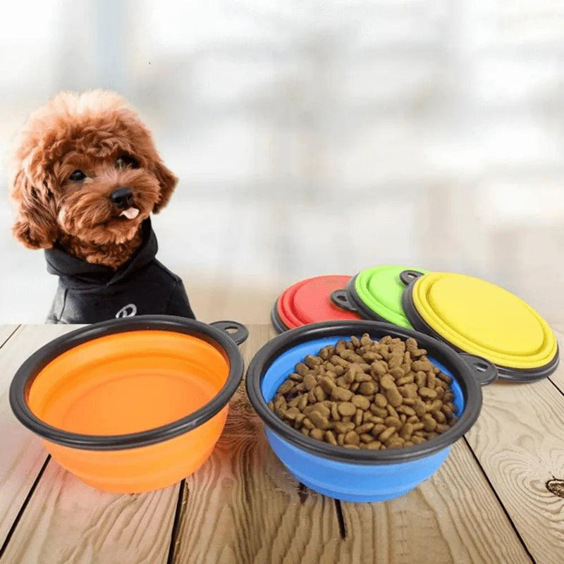 Bebedouro e comedouro de silicone retrátil para cães e gatos