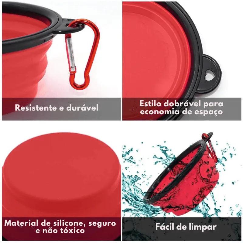 Bebedouro e comedouro de silicone retrátil para cães e gatos